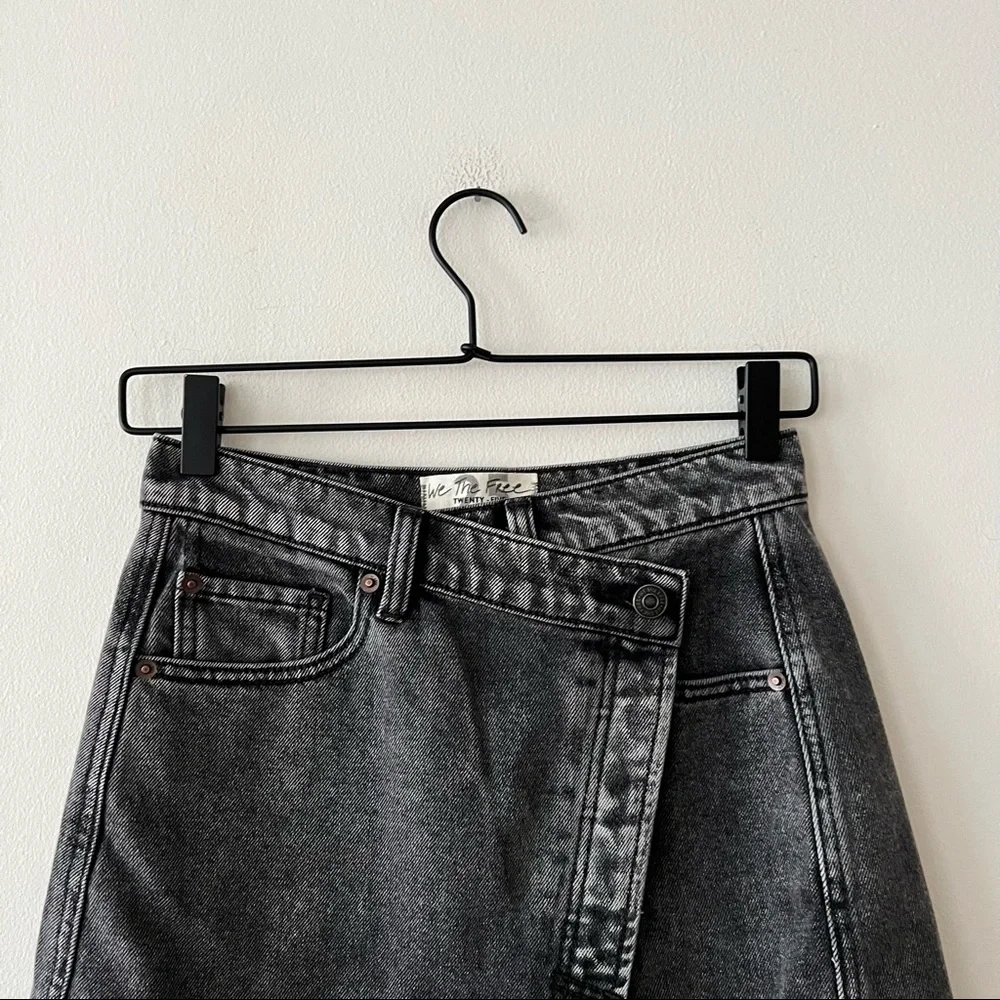 Free People Parker Crossover Denim Mini Skirt